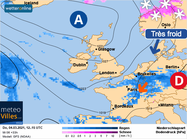 Carte de prévisions d'europe du Jeudi 4 mars 2021