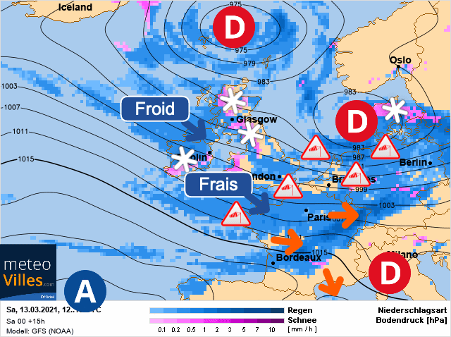 Carte de prévisions d'europe du Samedi 13 mars 2021