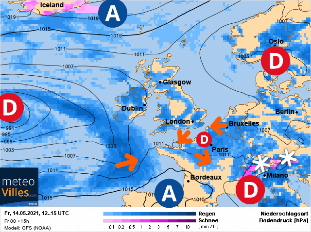 Carte de prévisions d'europe du Vendredi 14 mai 2021