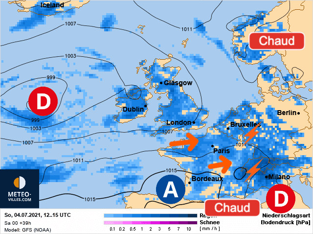 Carte de prévisions d'europe du Dimanche 4 juillet 2021