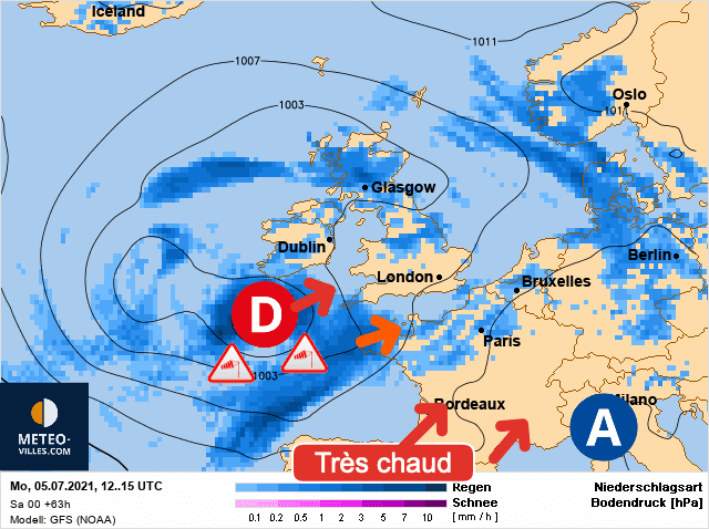 Carte de prévisions d'europe du Lundi 5 juillet 2021
