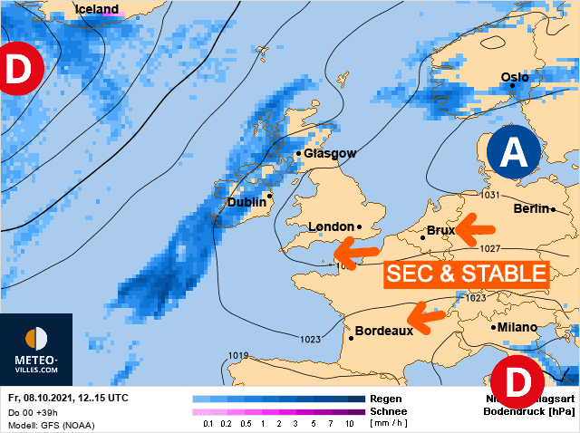 Carte de prévisions d'europe du Vendredi 8 octobre 2021