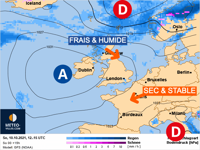 Carte de prévisions d'europe du Dimanche 10 octobre 2021