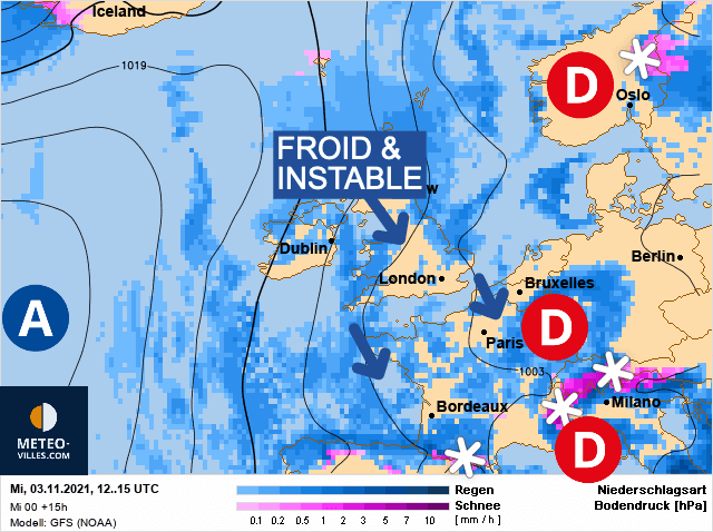 Carte de prévisions d'europe du Mercredi 3 novembre 2021