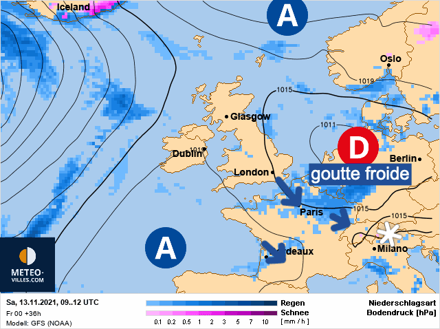 Carte de prévisions d'europe du Samedi 13 novembre 2021