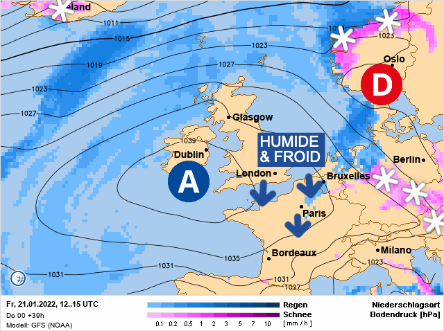 Carte de prévisions d'europe du Vendredi 21 janvier 2022