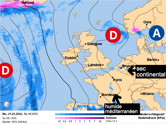 Carte de prévisions d'europe du Lundi 21 mars 2022