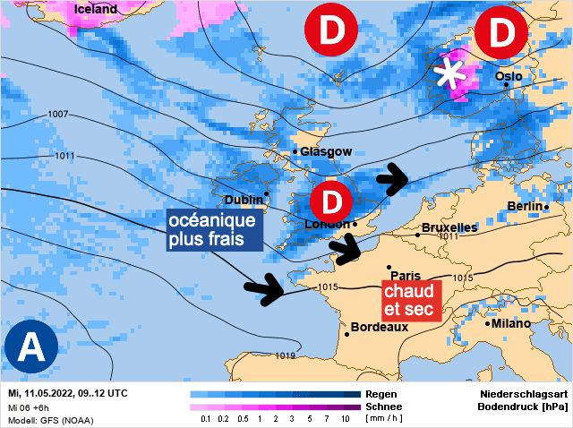 Carte de prévisions d'europe du Mercredi 11 mai 2022