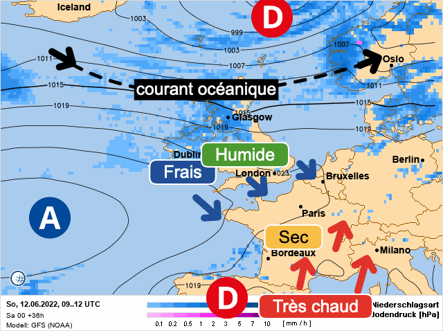 Carte de prévisions d'europe du Dimanche 12 juin 2022
