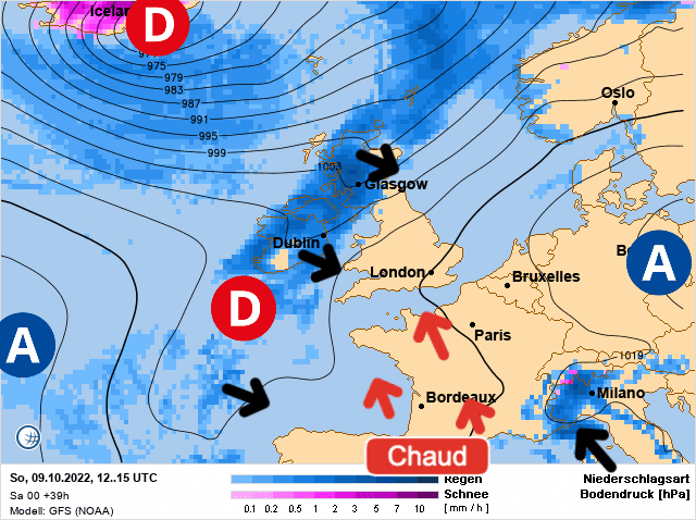 Carte de prévisions d'europe du Dimanche 9 octobre 2022