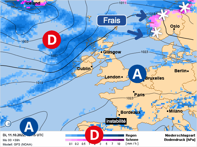 Carte de prévisions d'europe du Mardi 11 octobre 2022