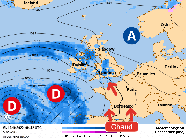 Carte de prévisions d'europe du Mercredi 19 octobre 2022