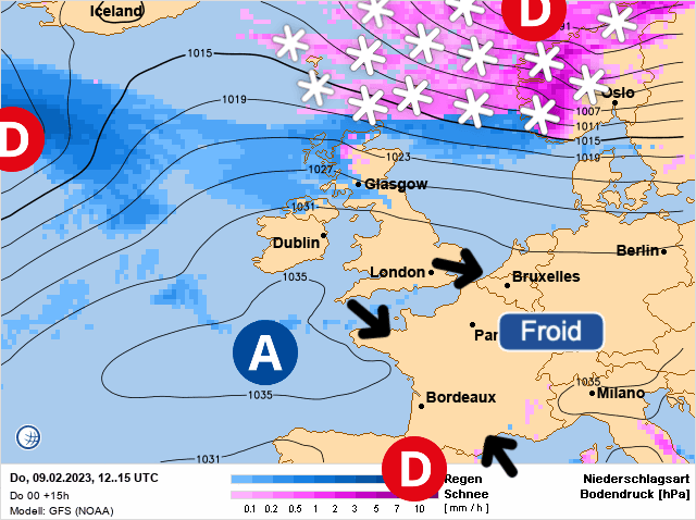 Carte de prévisions d'europe du Jeudi 9 février 2023