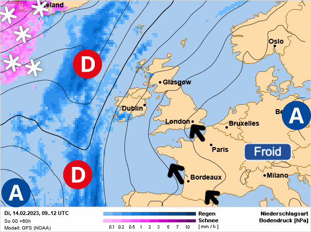 Carte de prévisions d'europe du Mardi 14 février 2023