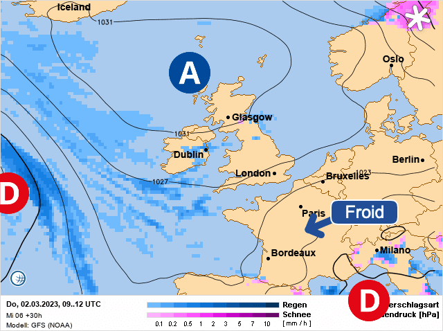 Carte de prévisions d'europe du Jeudi 2 mars 2023