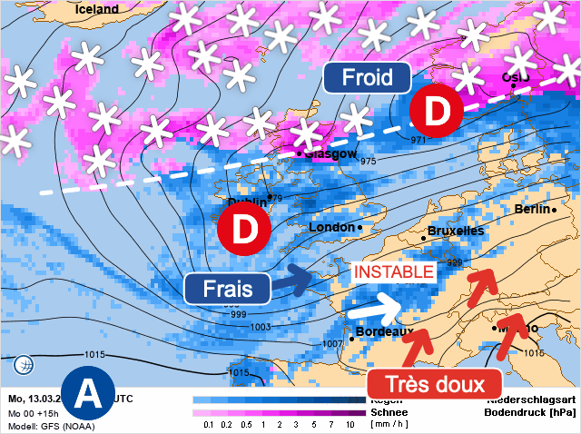 Carte de prévisions d'europe du Lundi 13 mars 2023