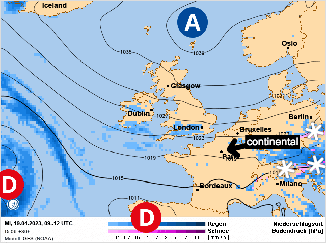 Carte de prévisions d'europe du Mercredi 19 avril 2023