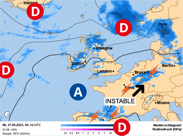Carte de prévisions d'europe du Mercredi 21 juin 2023