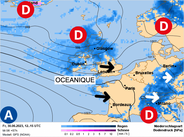 Carte de prévisions d'europe du Vendredi 30 juin 2023