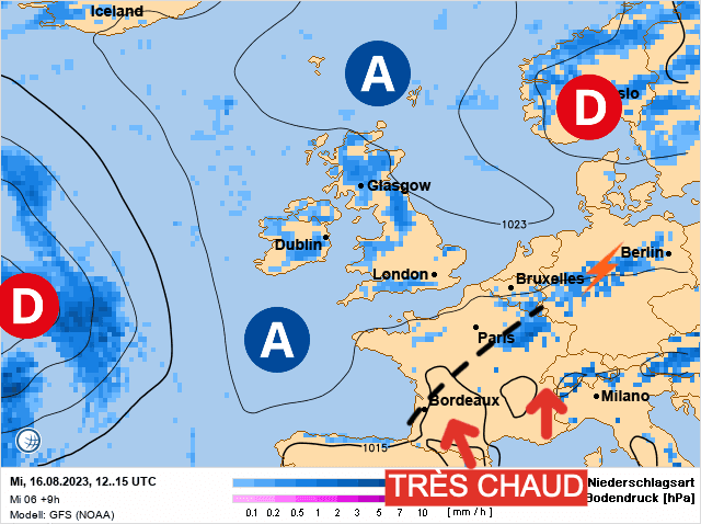 Carte de prévisions d'europe du Mercredi 16 août 2023