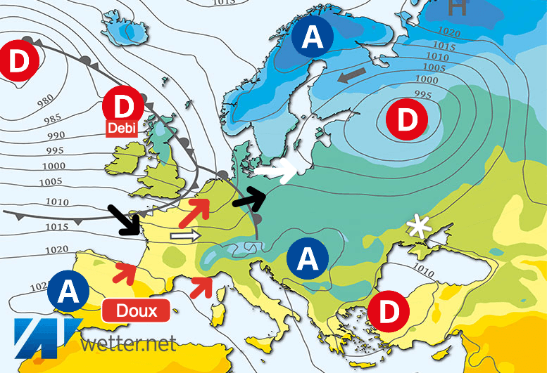 Carte de prévisions d'europe du Lundi 13 novembre 2023