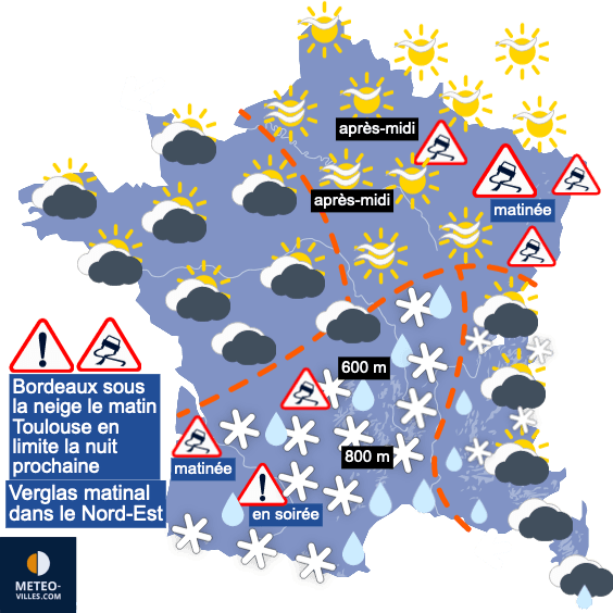 Carte de prévisions du temps du Mercredi 10 janvier 2024