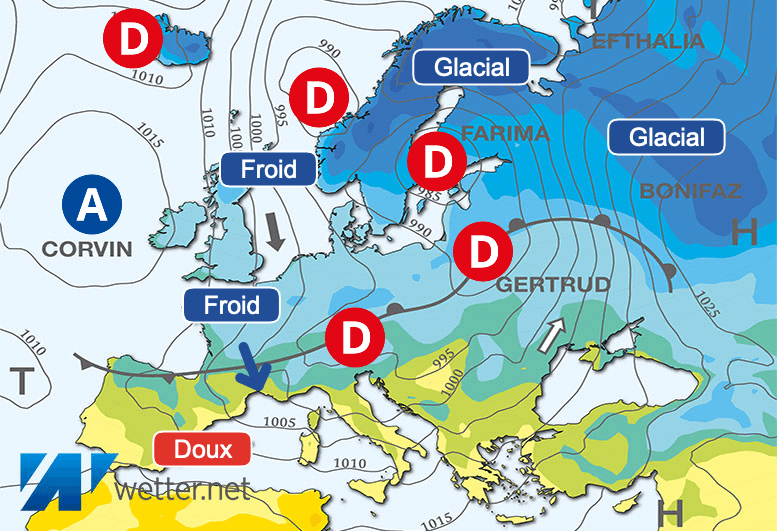 Carte de prévisions d'europe du Jeudi 18 janvier 2024
