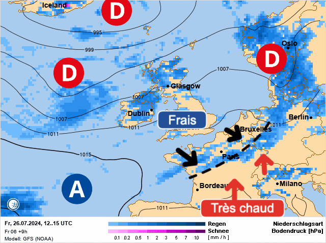 Carte de prévisions d'europe du Vendredi 26 juillet 2024