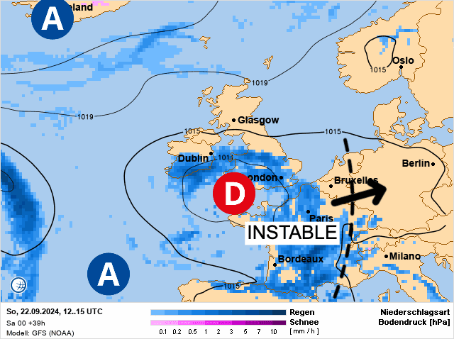 Carte de prévisions d'europe du Dimanche 22 septembre 2024