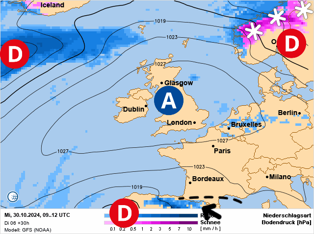 Carte de prévisions d'europe du Mercredi 30 octobre 2024