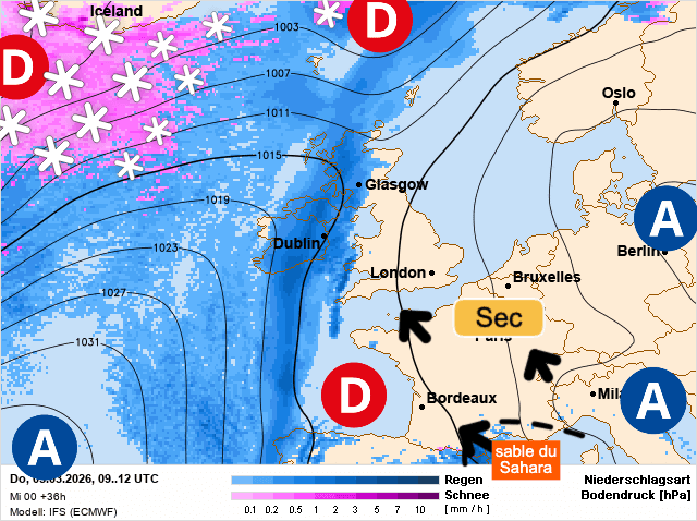 Carte de prévisions d'europe du Jeudi 5 mars 2026