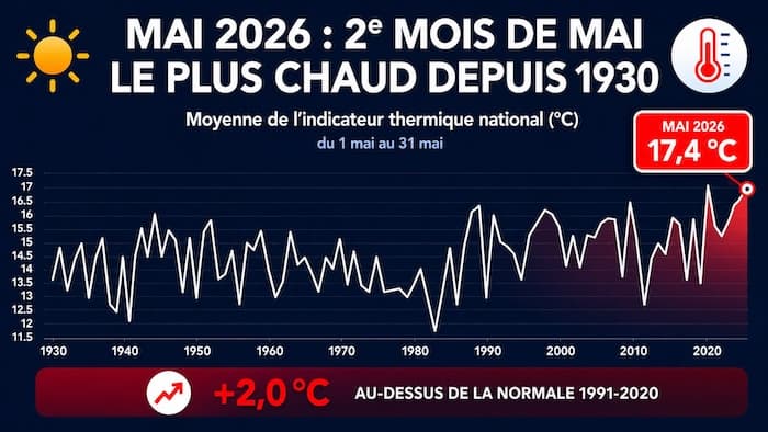 Mai 2026 : deuxième mois de mai le plus chaud en France !