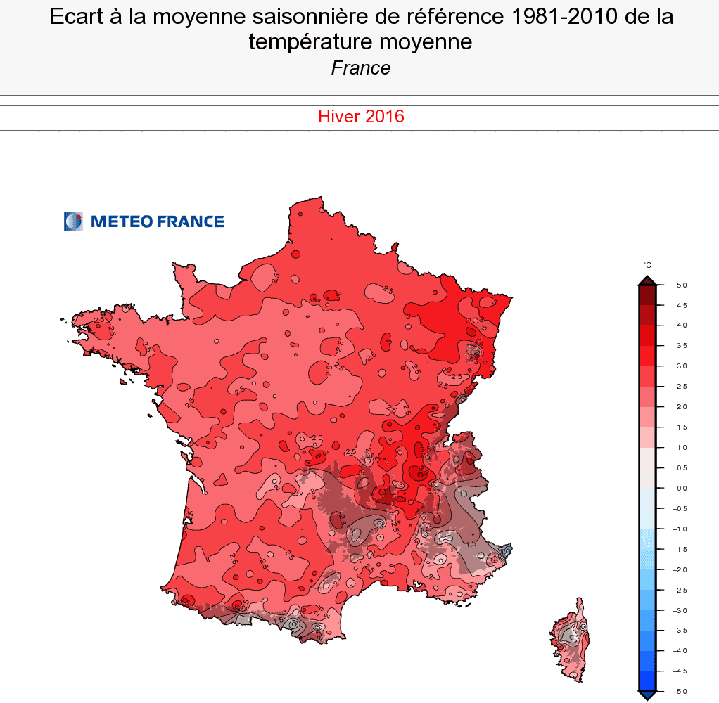 Image d'illustration pour Bilan cartographié de l'exceptionnel hiver 2015 / 2016