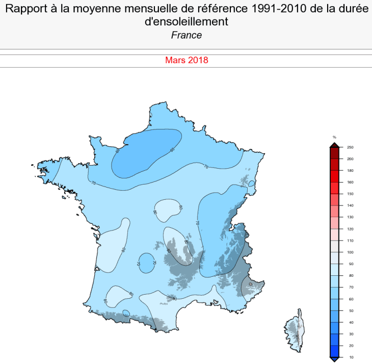 Image d'illustration pour Bilan cartographié d'un mois de mars agité et froid