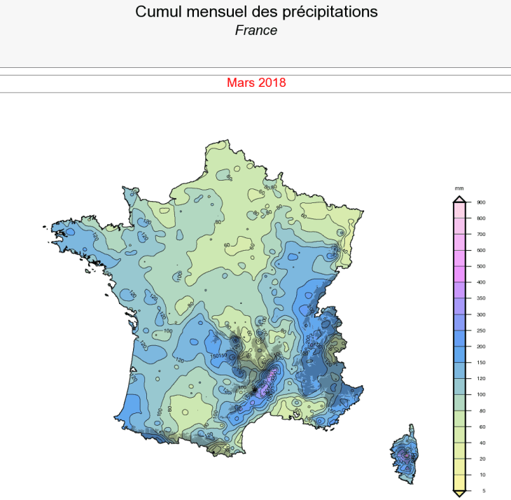 Image d'illustration pour Bilan cartographié d'un mois de mars agité et froid