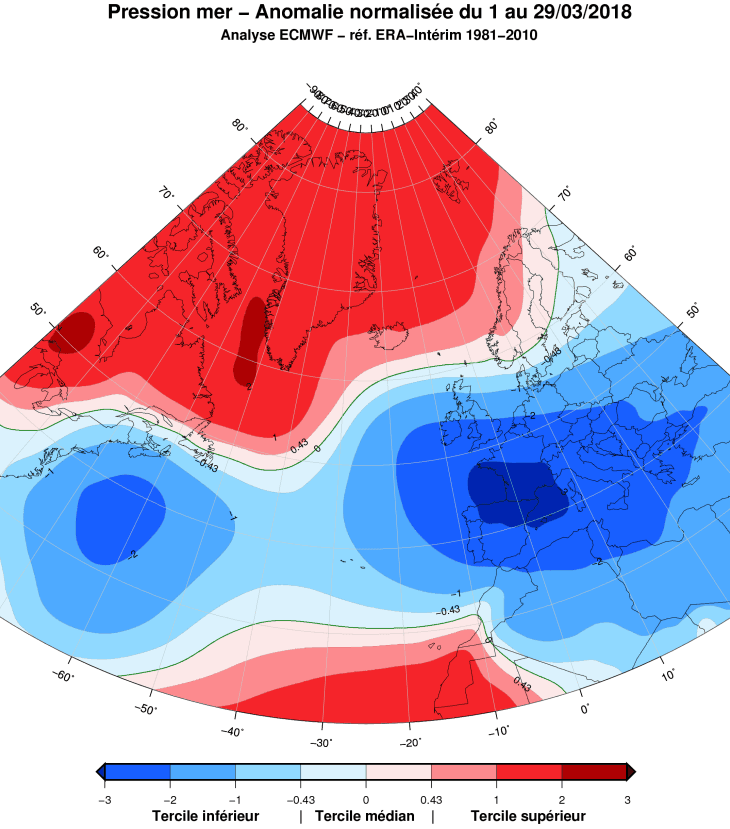 Image d'illustration pour Bilan cartographié d'un mois de mars agité et froid