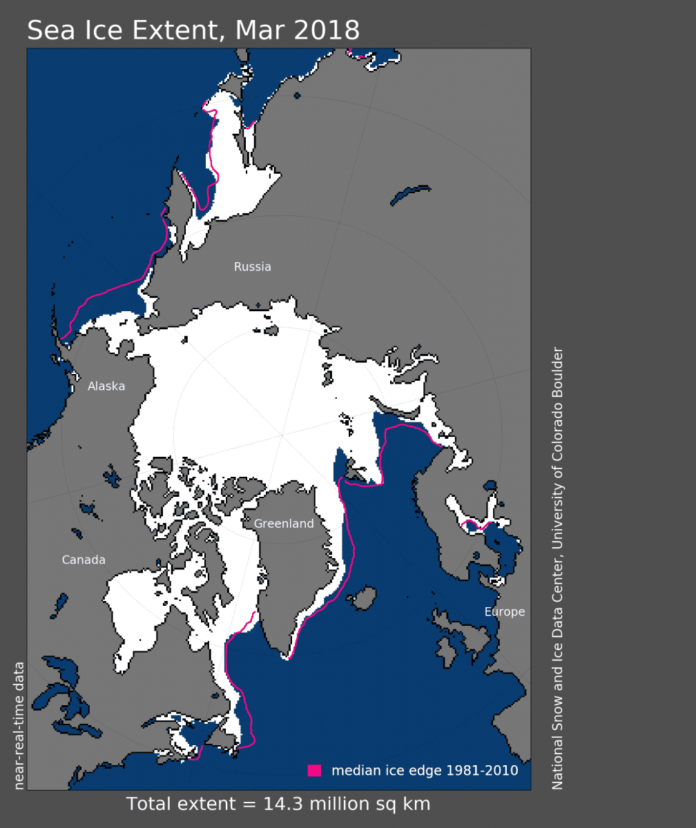 Image d'illustration pour Arctique : faiblesse quasi-record du maximum glaciaire hivernal