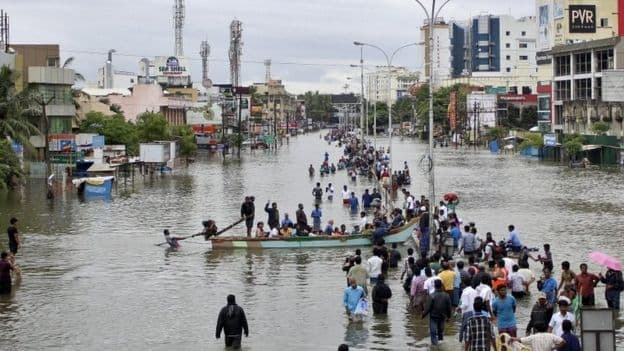 Image d'illustration pour Inondations meurtrières autour de Chennai en Inde