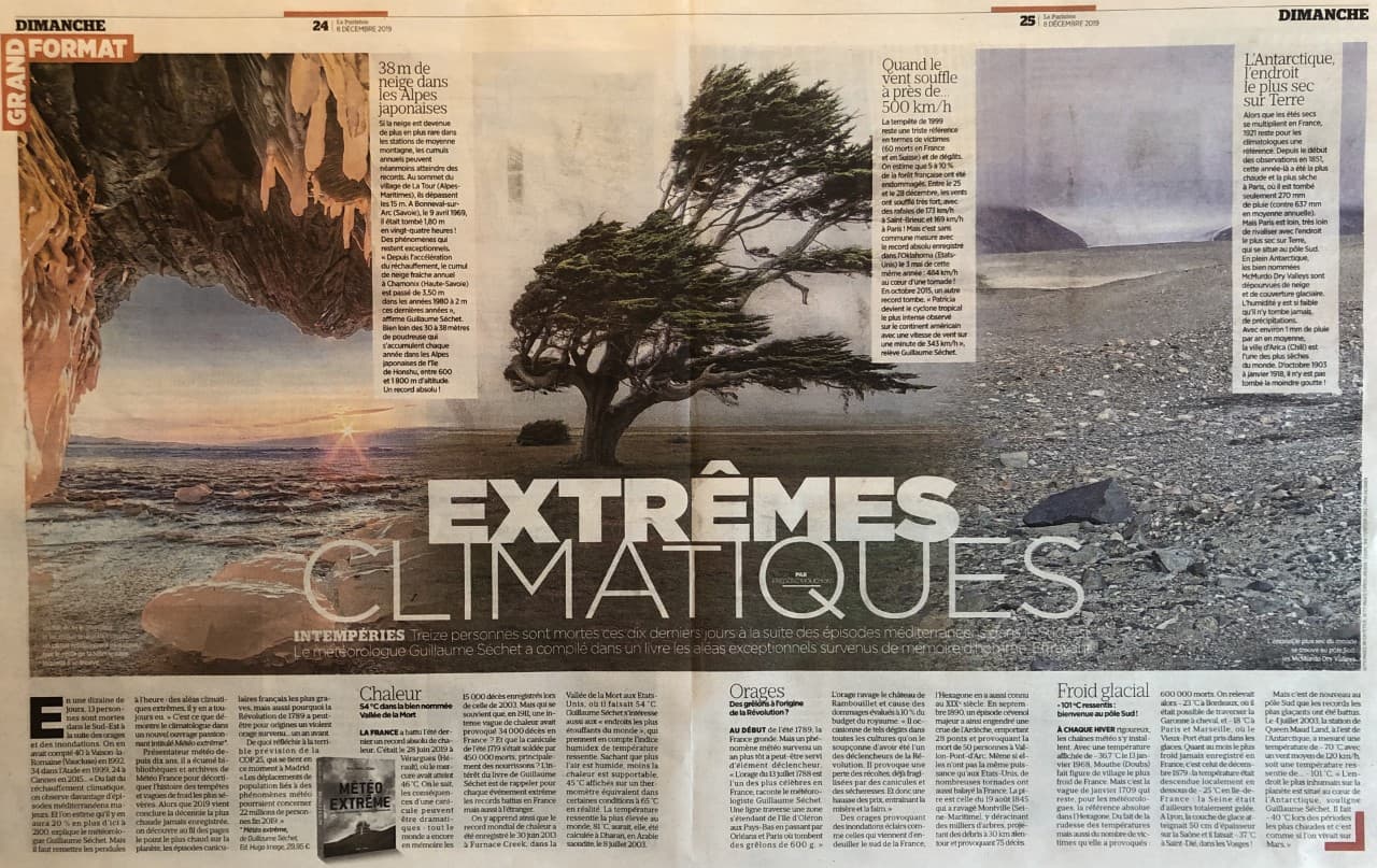 Image d'illustration pour Le livre METEO EXTREME (Guillaume Séchet) remet les pendules à l'heure !
