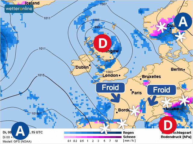 Carte de prévisions d'europe du Mardi 8 décembre 2020