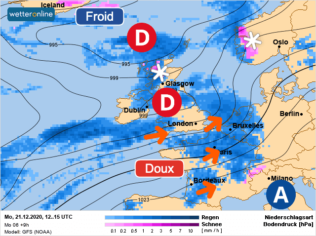 Carte de prévisions d'europe du Lundi 21 décembre 2020