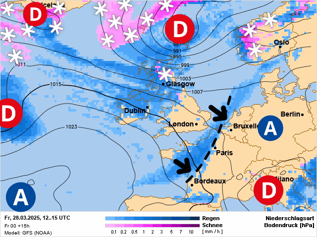 Carte de prévisions d'europe du Vendredi 28 mars 2025