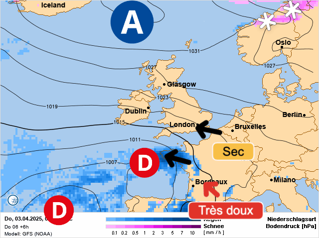 Carte de prévisions d'europe du Jeudi 3 avril 2025