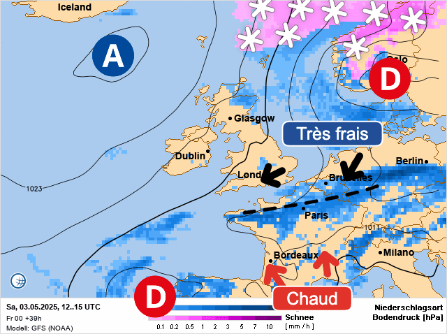 Carte de prévisions d'europe du Samedi 3 mai 2025