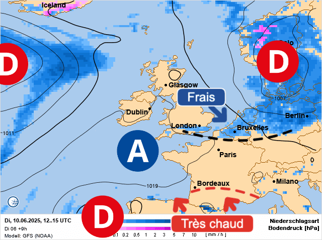 Carte de prévisions d'europe du Mardi 10 juin 2025