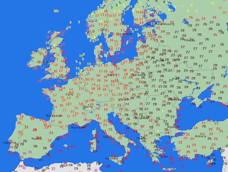 Image d'illustration pour Chaleurs persistantes sur Europe de l'Est (sat)
