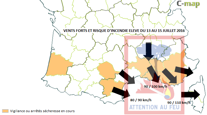 Image d'illustration pour Vent fort, sécheresse et risque d'incendie près de la Méditerranée