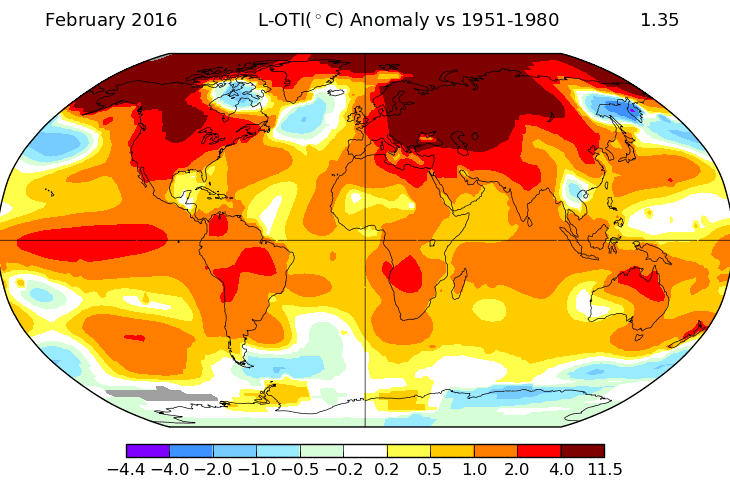 Image d'illustration pour Février 2016 établit un record de douceur dans le Monde selon la NASA