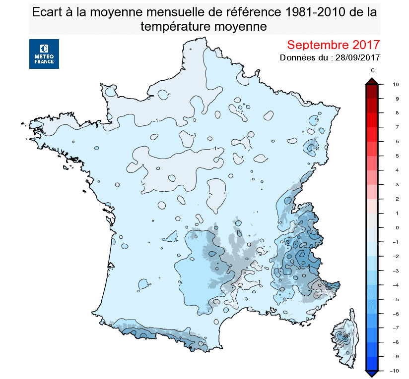Image d'illustration pour Pré-bilan du mois de septembre en France : frais & nuageux
