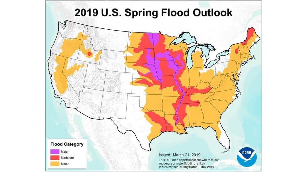 Image d'illustration pour Risque d'inondations printanières majeures aux Etats-Unis